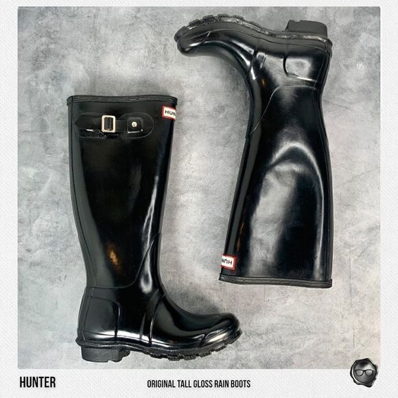 HUNTER ORIGINAL TALL RAIN BOOTS IN GLOSS BLACK WOMEN’S SHOE SIZE EU 36 BOOTS - Picture 10 of 16